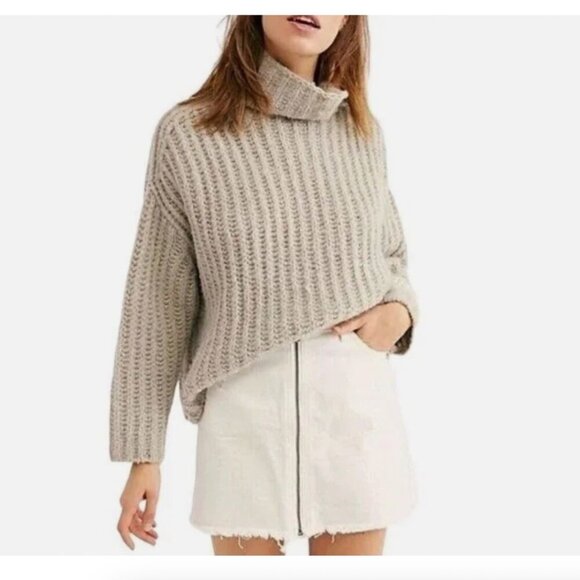 Free People Fluffy Fox Oversized Chunky Turtle Neck Sweater
